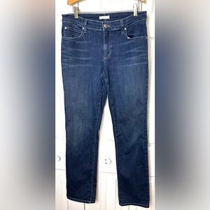 EILEEN FISHER Organic Cotton Denim Jeans Mid Rise Straight Bootcut Leg Dark Wash